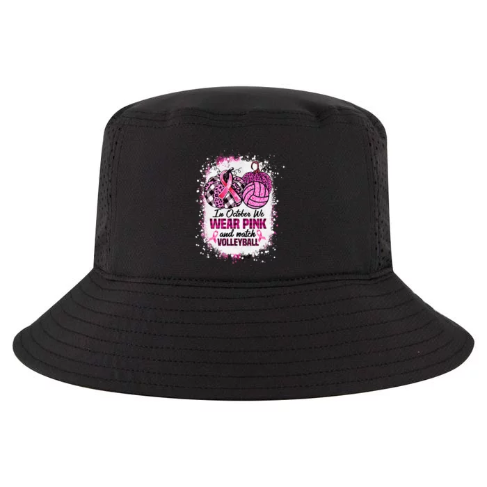 In October We Wear Pink And Watch Volleyball Breast Cancer Cool Comfort Performance Bucket Hat