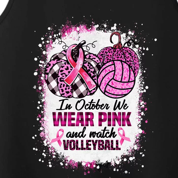 In October We Wear Pink And Watch Volleyball Breast Cancer Performance Tank