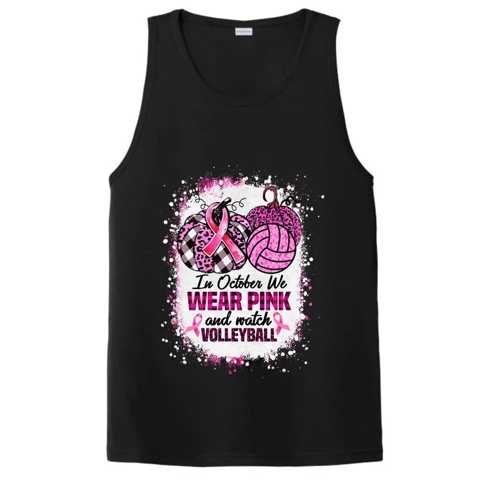 In October We Wear Pink And Watch Volleyball Breast Cancer Performance Tank