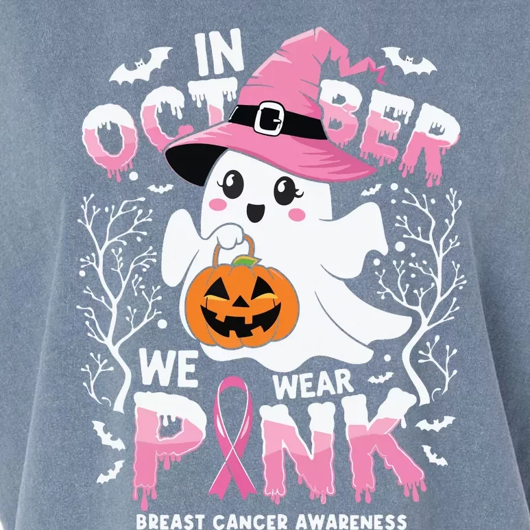 In October We Wear Ghost Witch Breast Cancer Awareness Garment-Dyed Women's Muscle Tee