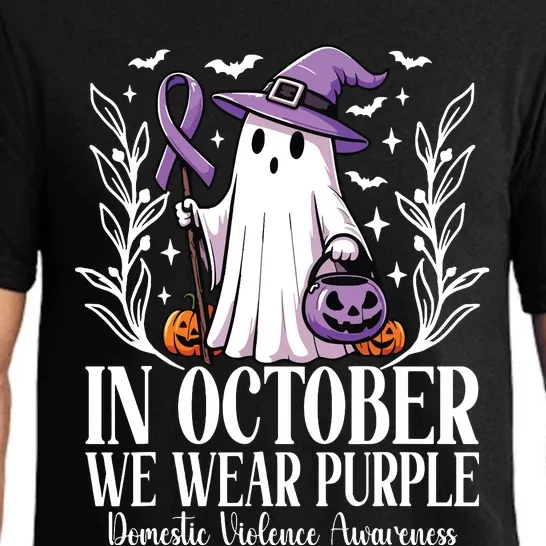 In October We Wear Purple Domestic Violence Ghost Halloween Pajama Set