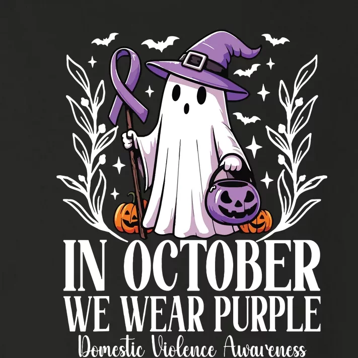 In October We Wear Purple Domestic Violence Ghost Halloween Toddler Long Sleeve Shirt