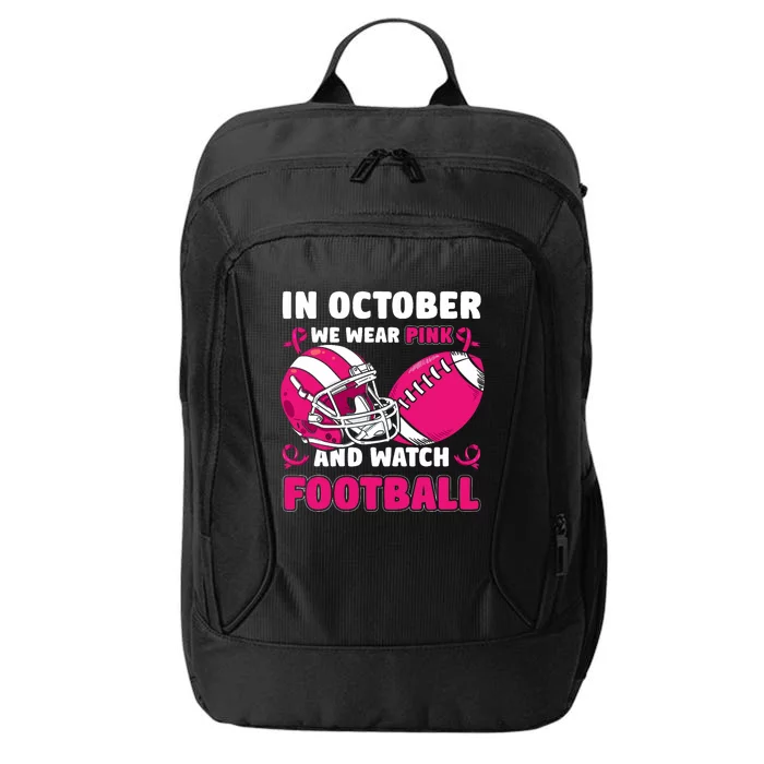 In October We Wear Football Breast Cancer Awareness City Backpack