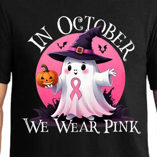 In October We Wear Ghost Breast Cancer Awareness Pajama Set