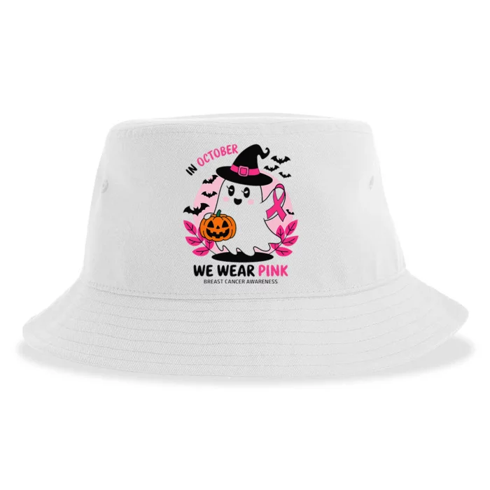 In October We Wear Pin.K Ghost Witch Breast Cancer Awareness Sustainable Bucket Hat