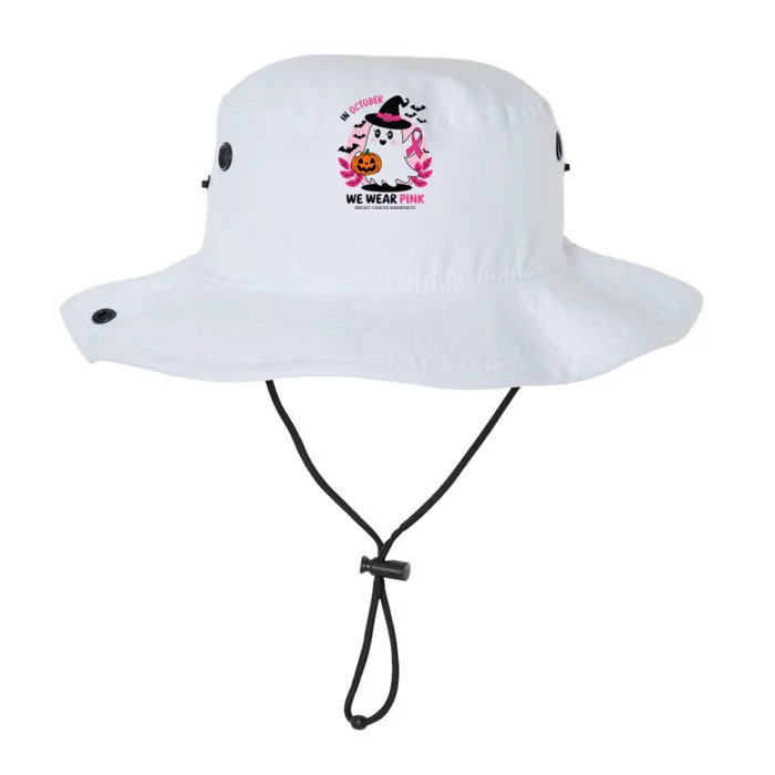 In October We Wear Pin.K Ghost Witch Breast Cancer Awareness Legacy Cool Fit Booney Bucket Hat