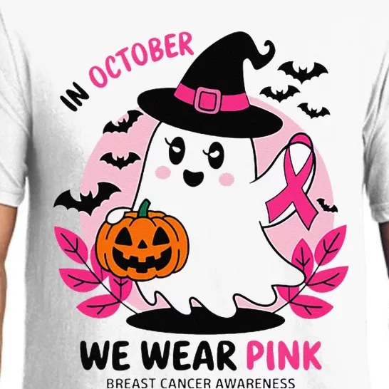 In October We Wear Pin.K Ghost Witch Breast Cancer Awareness Pajama Set