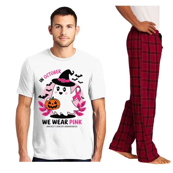 In October We Wear Pin.K Ghost Witch Breast Cancer Awareness Pajama Set