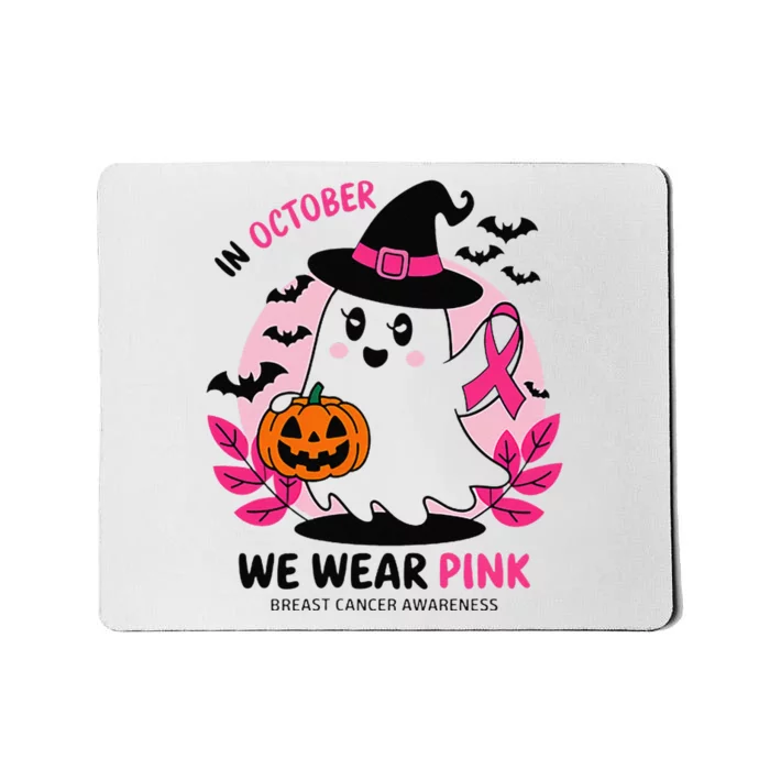 In October We Wear Pin.K Ghost Witch Breast Cancer Awareness Mousepad