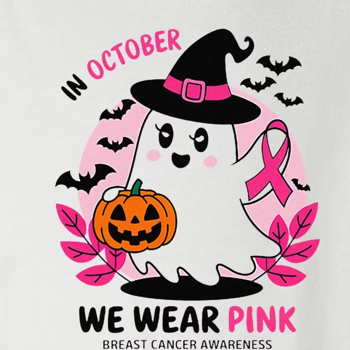 In October We Wear Pin.K Ghost Witch Breast Cancer Awareness Toddler Long Sleeve Shirt