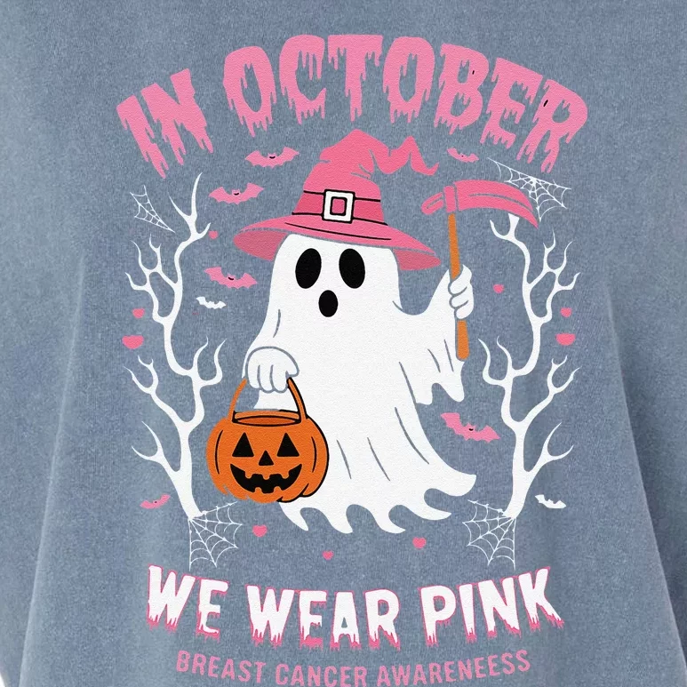 In October We Wear Pin.K Ghost Witch Hat Breast Cancer Garment-Dyed Women's Muscle Tee