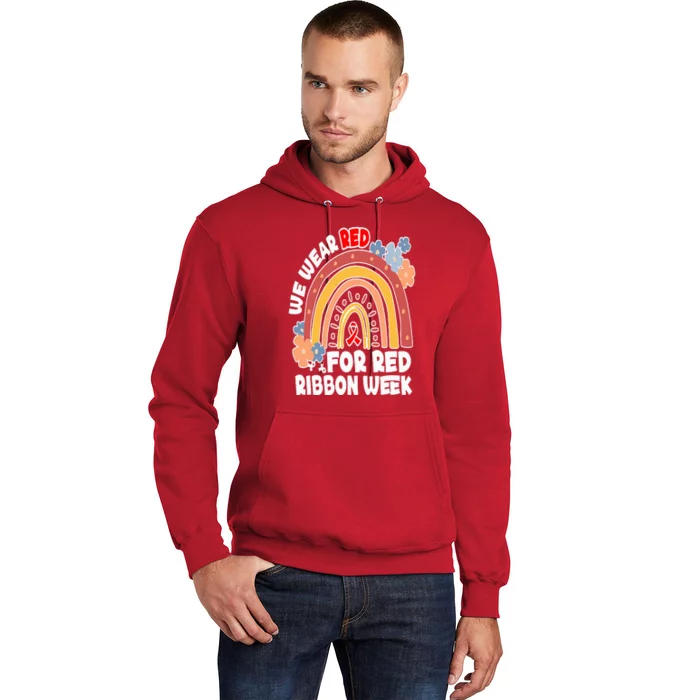 In October We Wear Red Week Ribbon Awareness Rainbow Hoodie