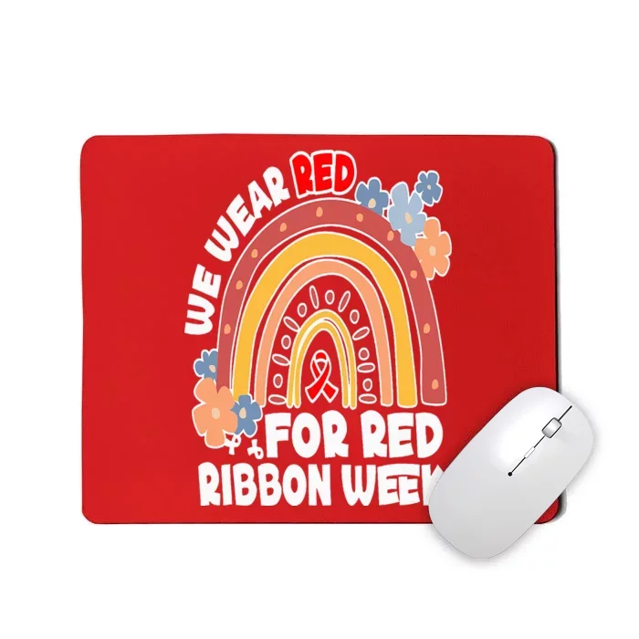 In October We Wear Red Week Ribbon Awareness Rainbow Mousepad