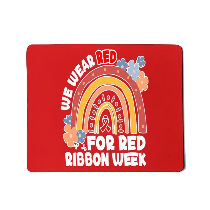 In October We Wear Red Week Ribbon Awareness Rainbow Mousepad