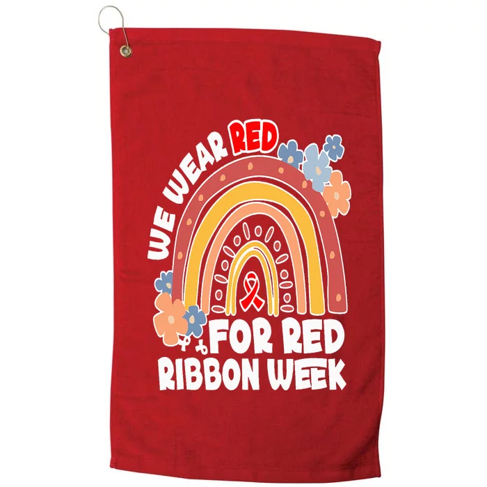 In October We Wear Red Week Ribbon Awareness Rainbow Platinum Collection Golf Towel