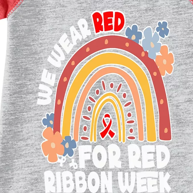 In October We Wear Red Week Ribbon Awareness Rainbow Infant Baby Jersey Bodysuit