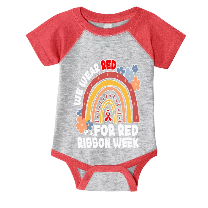 In October We Wear Red Week Ribbon Awareness Rainbow Infant Baby Jersey Bodysuit