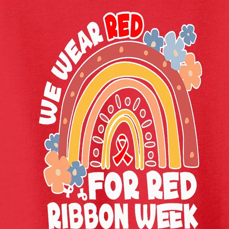 In October We Wear Red Week Ribbon Awareness Rainbow Toddler T-Shirt