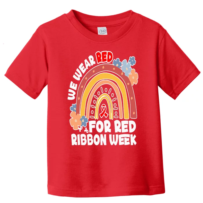 In October We Wear Red Week Ribbon Awareness Rainbow Toddler T-Shirt