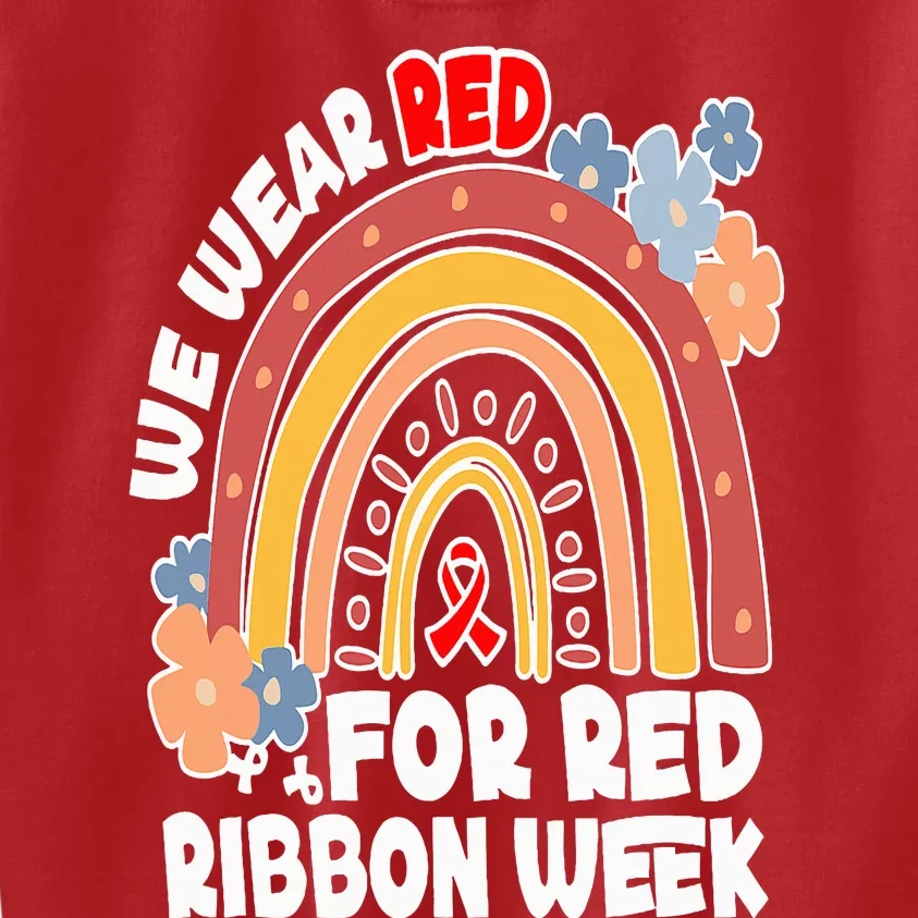 In October We Wear Red Week Ribbon Awareness Rainbow Kids Sweatshirt