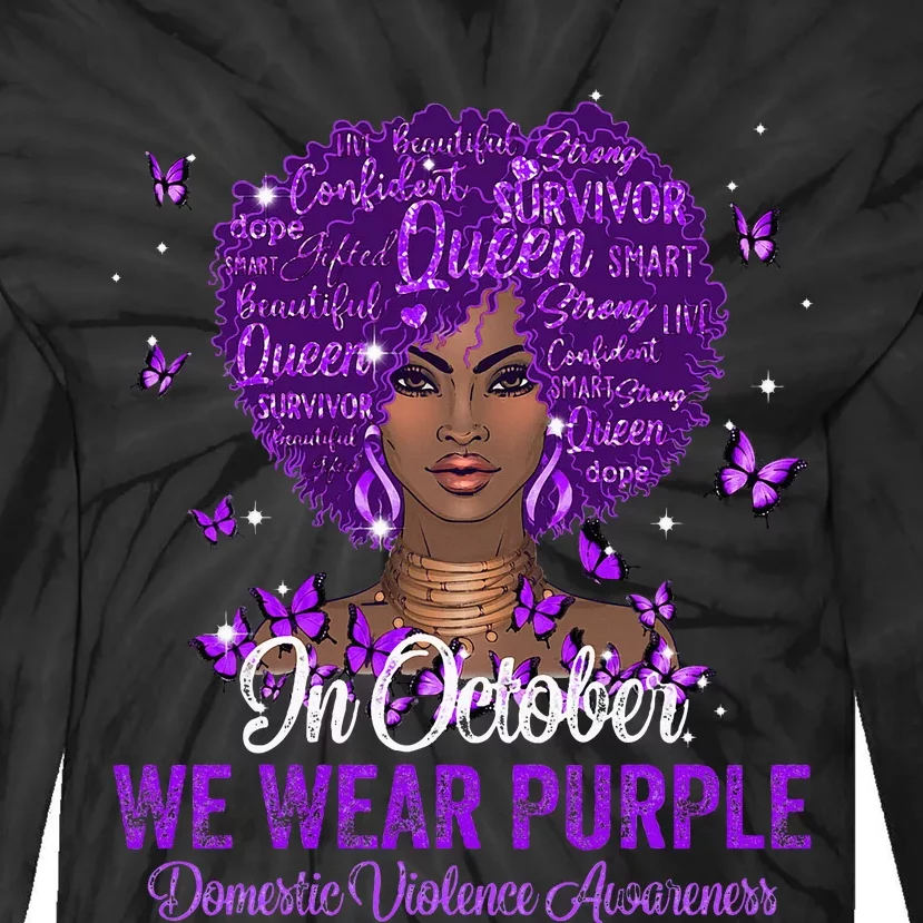 In October We Wear Purple Domestic Violence Tie-Dye Long Sleeve Shirt