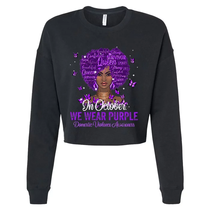 In October We Wear Purple Domestic Violence Cropped Pullover Crew