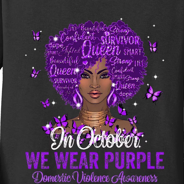 In October We Wear Purple Domestic Violence Kids Long Sleeve Shirt