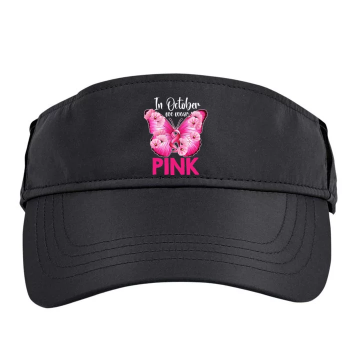 In October We Wear Pink Butterfly Breast Cancer Awareness Adult Drive Performance Visor