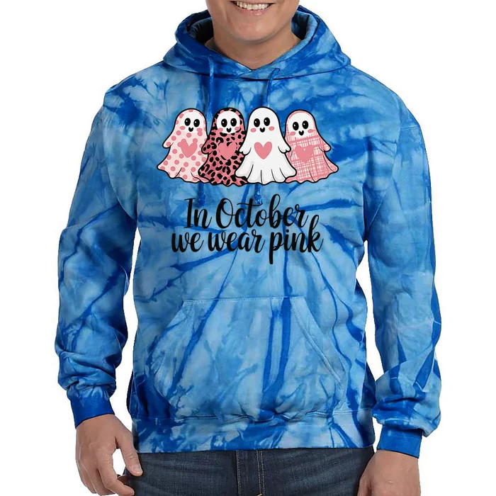 In October We Wear Pin.K Ghost Witch Breast Cancer Awareness Tie Dye Hoodie