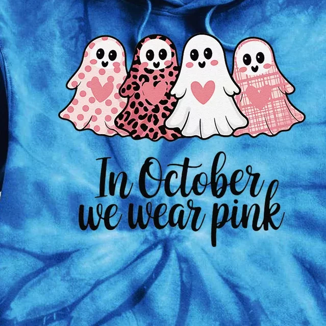 In October We Wear Pin.K Ghost Witch Breast Cancer Awareness Tie Dye Hoodie