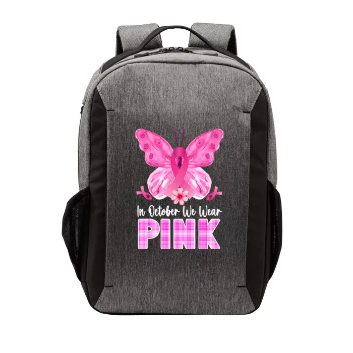 In October We Wear Pink Butterfly Ribbon Breast Cancer Vector Backpack