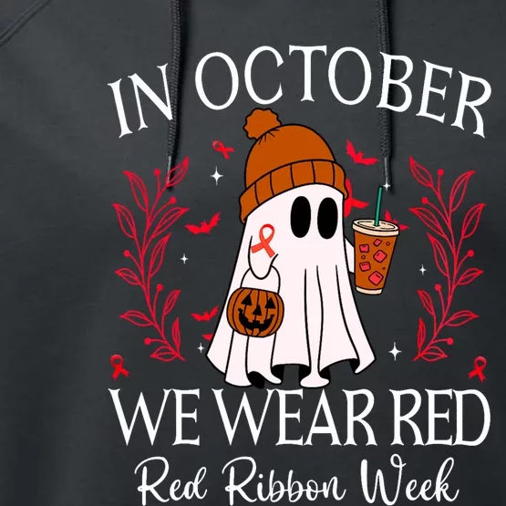 In October We Wear Red For Red Ribbon Week Awareness Performance Fleece Hoodie