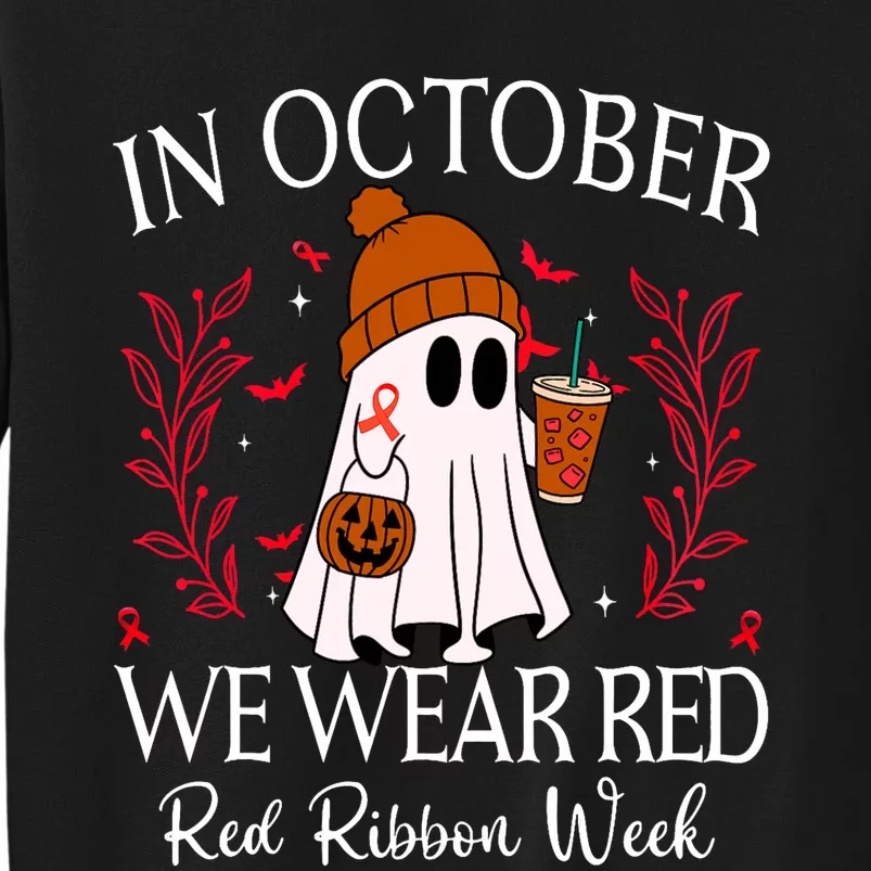 In October We Wear Red For Red Ribbon Week Awareness Sweatshirt