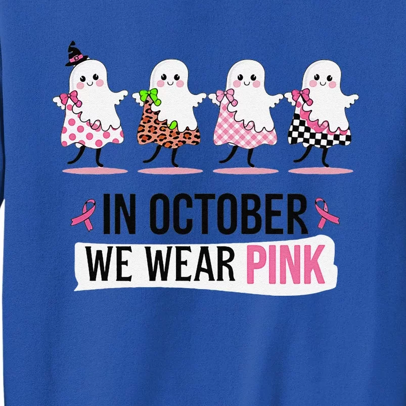 In October We Wear Pin.K Ghost Witch Breast Cancer Awareness Sweatshirt