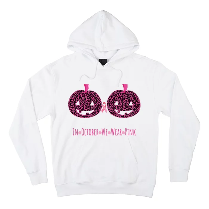 In October We Wear Pumpkin Leopard Print Bra Halloween Vneck Hoodie