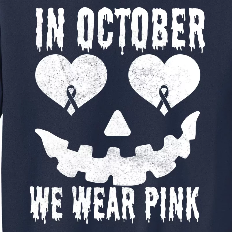 In October We Wear Pink Breast Cancer Jackolantern Halloween Sweatshirt