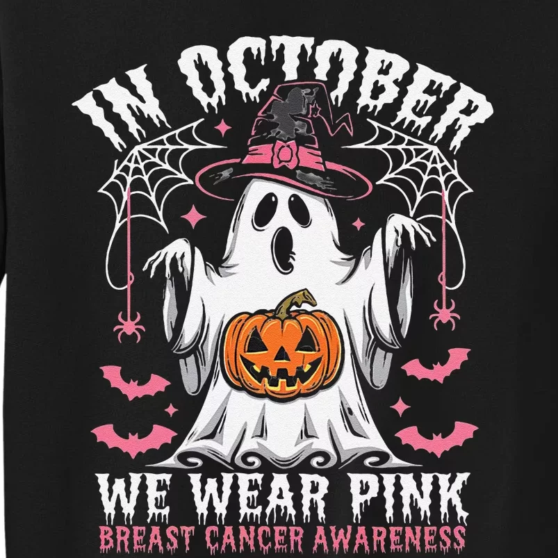 In October We Wear Pin.K Ghost Witch Breast Cancer Awareness Sweatshirt