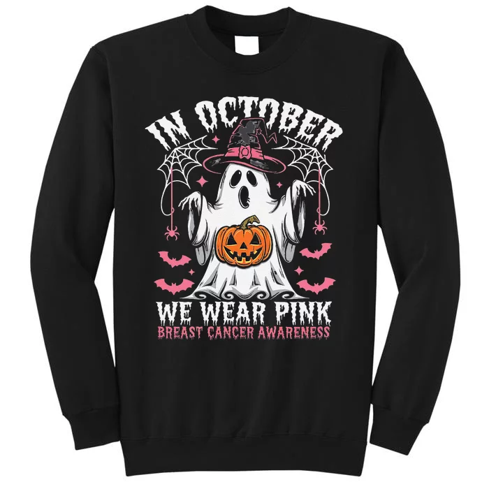 In October We Wear Pin.K Ghost Witch Breast Cancer Awareness Sweatshirt