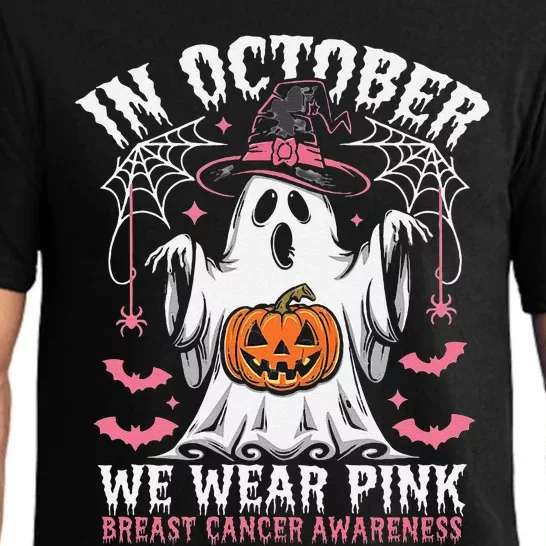 In October We Wear Pin.K Ghost Witch Breast Cancer Awareness Pajama Set