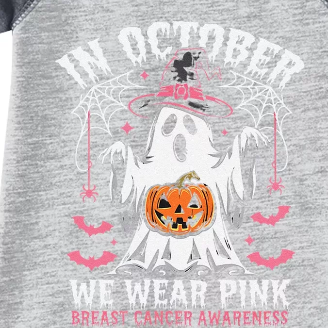 In October We Wear Pin.K Ghost Witch Breast Cancer Awareness Infant Baby Jersey Bodysuit