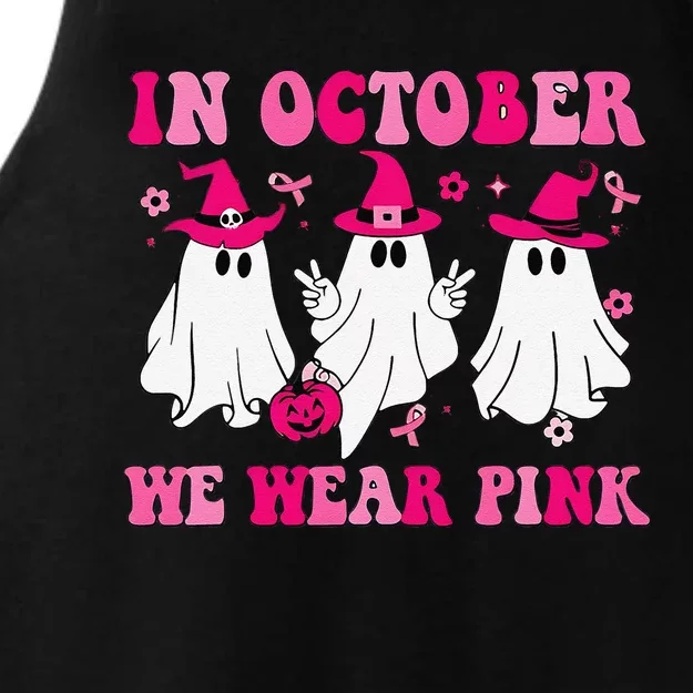 In October We Wear Pin.K Groovy Cute Ghost Halloween Ladies Tri-Blend Wicking Tank