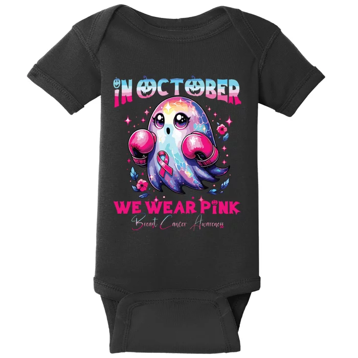 In October We Wear Ghost Witch Breast Cancer Awareness Baby Bodysuit