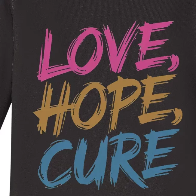 In October We Wear Love Hope Cure Breast Cancer Baby Long Sleeve Bodysuit