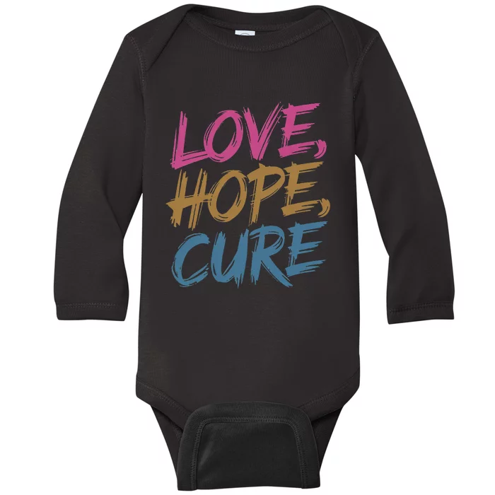 In October We Wear Love Hope Cure Breast Cancer Baby Long Sleeve Bodysuit