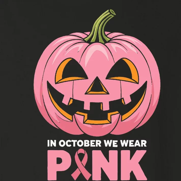 In October We Wear Breast Cancer Pumpkin Halloween Toddler Long Sleeve Shirt