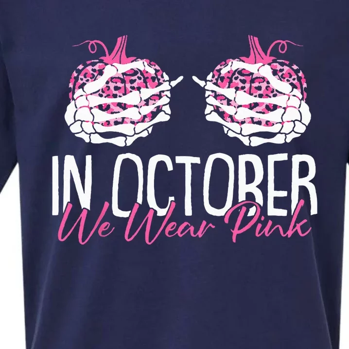 In October We Wear Pink Breast Cancer Awareness Pumpkin Sueded Cloud Jersey T-Shirt