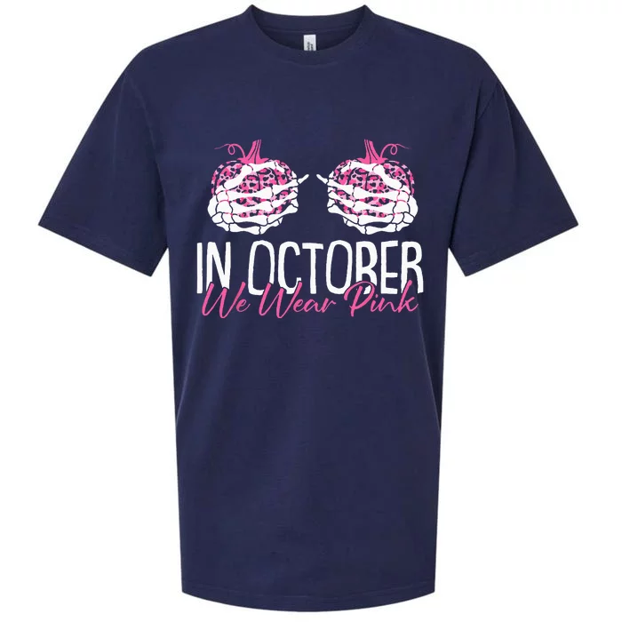 In October We Wear Pink Breast Cancer Awareness Pumpkin Sueded Cloud Jersey T-Shirt