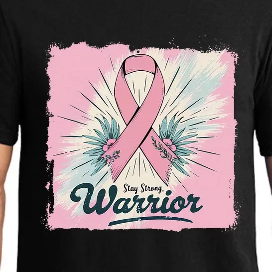 In October We Wear Stay Strong Warrior Breast Cancer Pajama Set