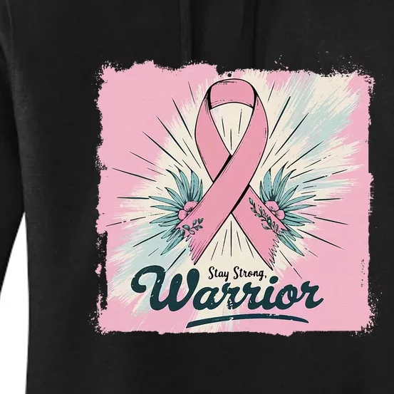 In October We Wear Stay Strong Warrior Breast Cancer Women's Pullover Hoodie