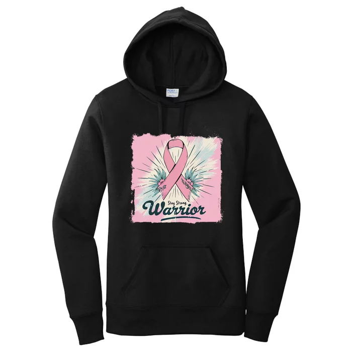 In October We Wear Stay Strong Warrior Breast Cancer Women's Pullover Hoodie